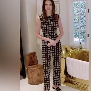 Gucci Black and Cream Geometric Trousers